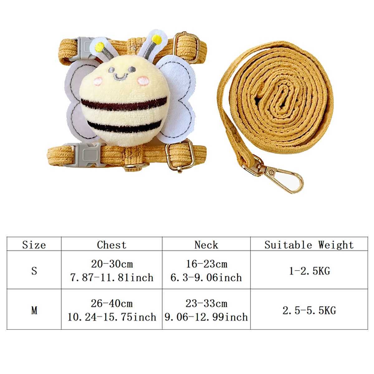 Cat Strap Cute Bee Style Pet Strap and Belt Set Adjustable Strap Suitable for Cats Puppies Khazars and Chihuahua Cat AccessoriesT250318
