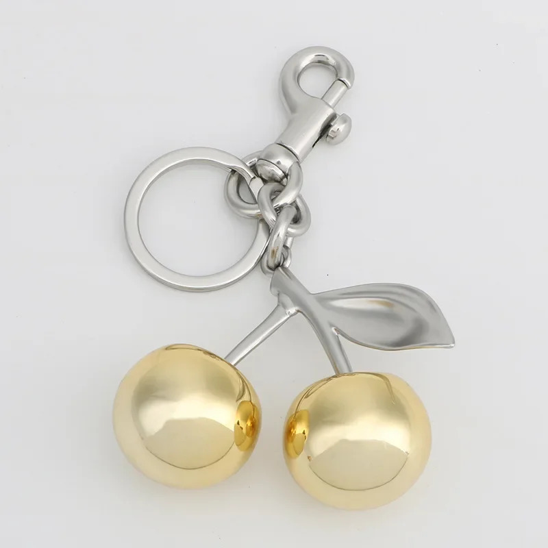 Fashion Glitter Gold Cherry Keychain Summer Fruits Cherries Pendant Keyring For Women Men Jewelry Bag Accessories Gift R250318