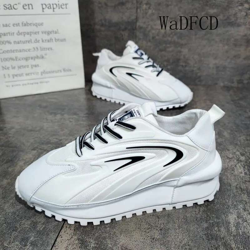 Chunky Sneakers Men Women Cover Bottom Board Fashion Casual Leather Mesh Breathable Increased Internal Flat Platform Shoes