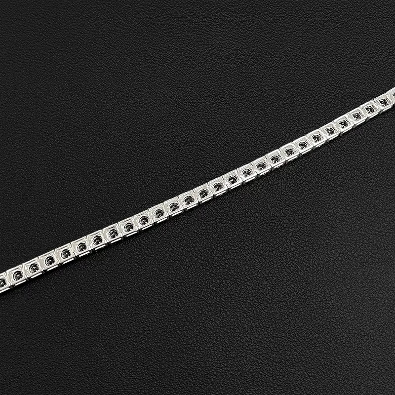 925 Silver White Gold Plating 5mm Black Moissanite Diamond Tennis Chain 7inches Prong Setting Tennis Chain