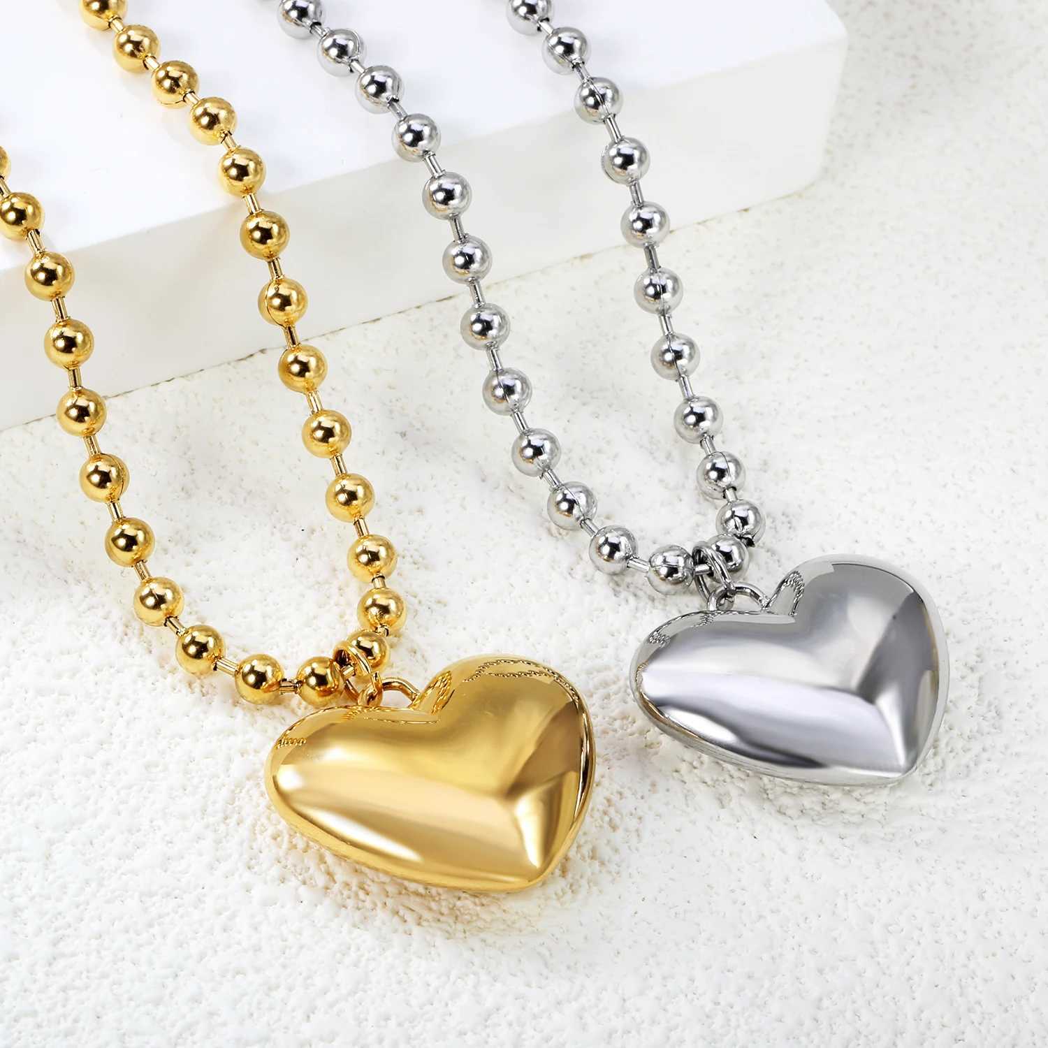 ASONSTEEL Romantic Heart Pendant Necklace Suitable for Women High Quality Gold Stainless Steel Metal Fashion Valentines Day Gift W250318