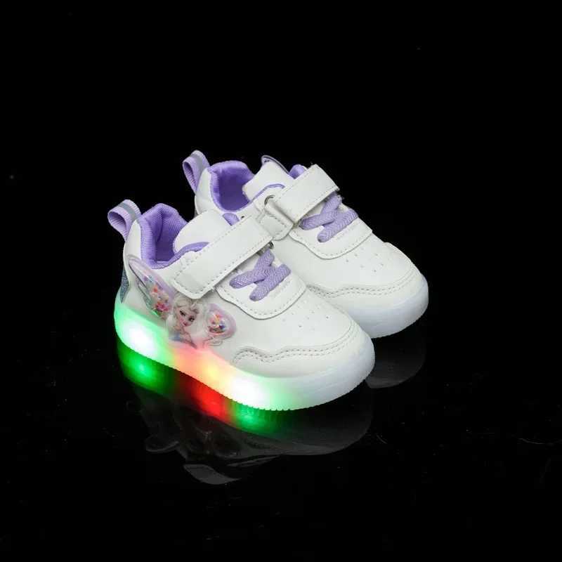 2024 Childrens Sports Shoes Girl Elsa Princess Casual Sports Shoes Student Sports Shoes LED Light Shoes W250318