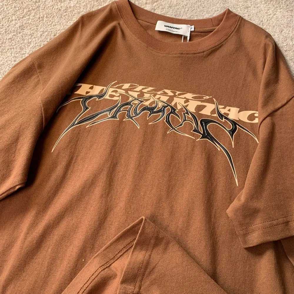Vintage letter printed round neck T-shirt from the United States suitable for men and women in summer fashion loose and casual pure cotton topT250318