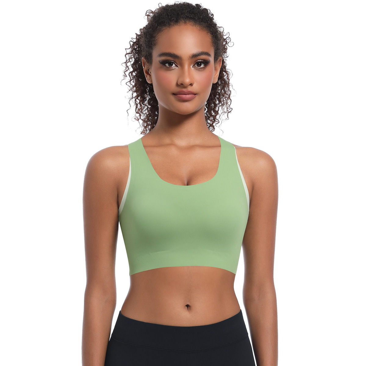 New tracksuit dual seamless nude sports bra for women, fixed cup fitness vest bra, yoga suit top leggings