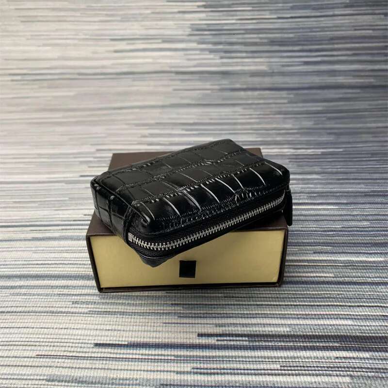 Genuine Leather For Women's Mini Purse Top Change Bag Portable Cowhide Crocodile Leisure Coin Storage Zipper Wallet