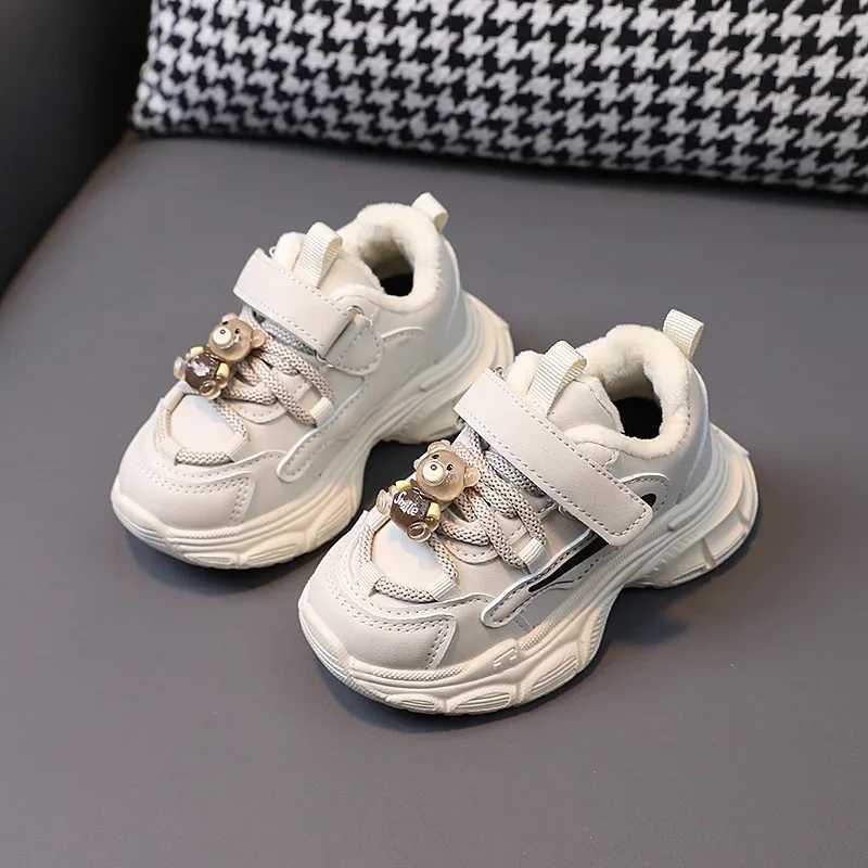 Winter childrens warm woolen leather shoes childrens sports shoes unisex childrens boys and girls casual sports shoes purple beige black W250318