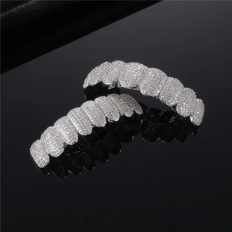 RACHELZ Hip Hop Iced Out CZ Stone Teeth Shiny Cubic Zircon Tooth Caps Decor For Men Women Jewelry Halloween Cosplay 250318