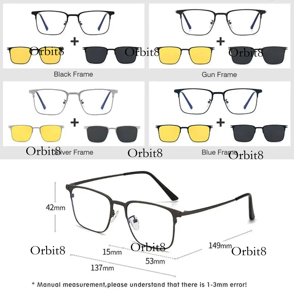 New Style 3 In 1 Eyewear Night Vision Metal Computer Anti Blue Light Glasses Polarized with Magnet Clip on Sunglasses
