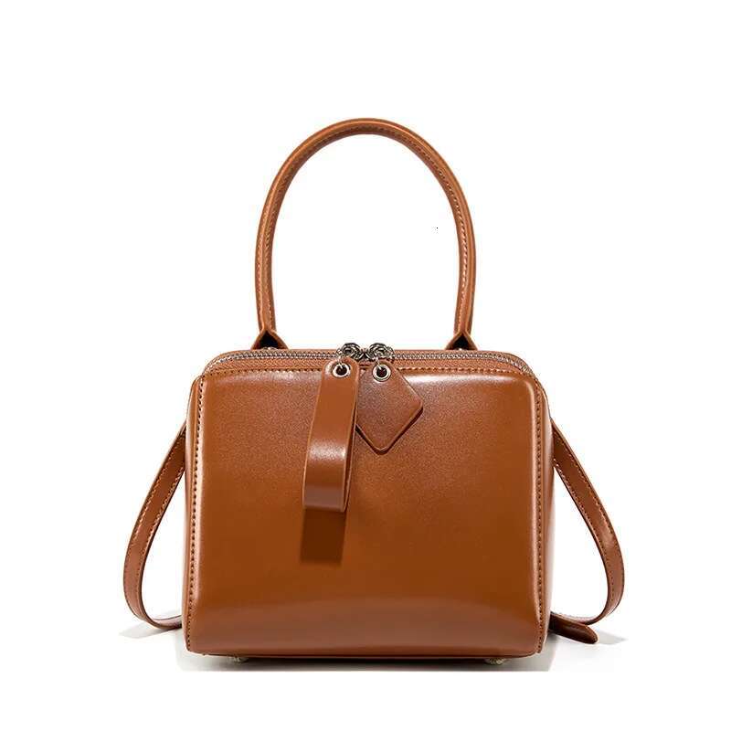 2024 Summer New Genuine Leather Women's Square Bags Simple Solid Shoulder Ladies Crossbody Bag High Quality Versatile Totes