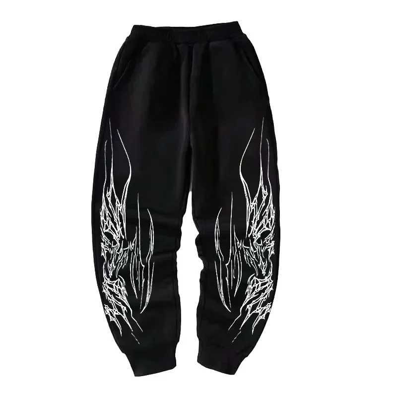 Mens casual pants cotton sports pants Gothic line printed mens running pants fitness gym Trouser fashionable sports pants streetwear W250318