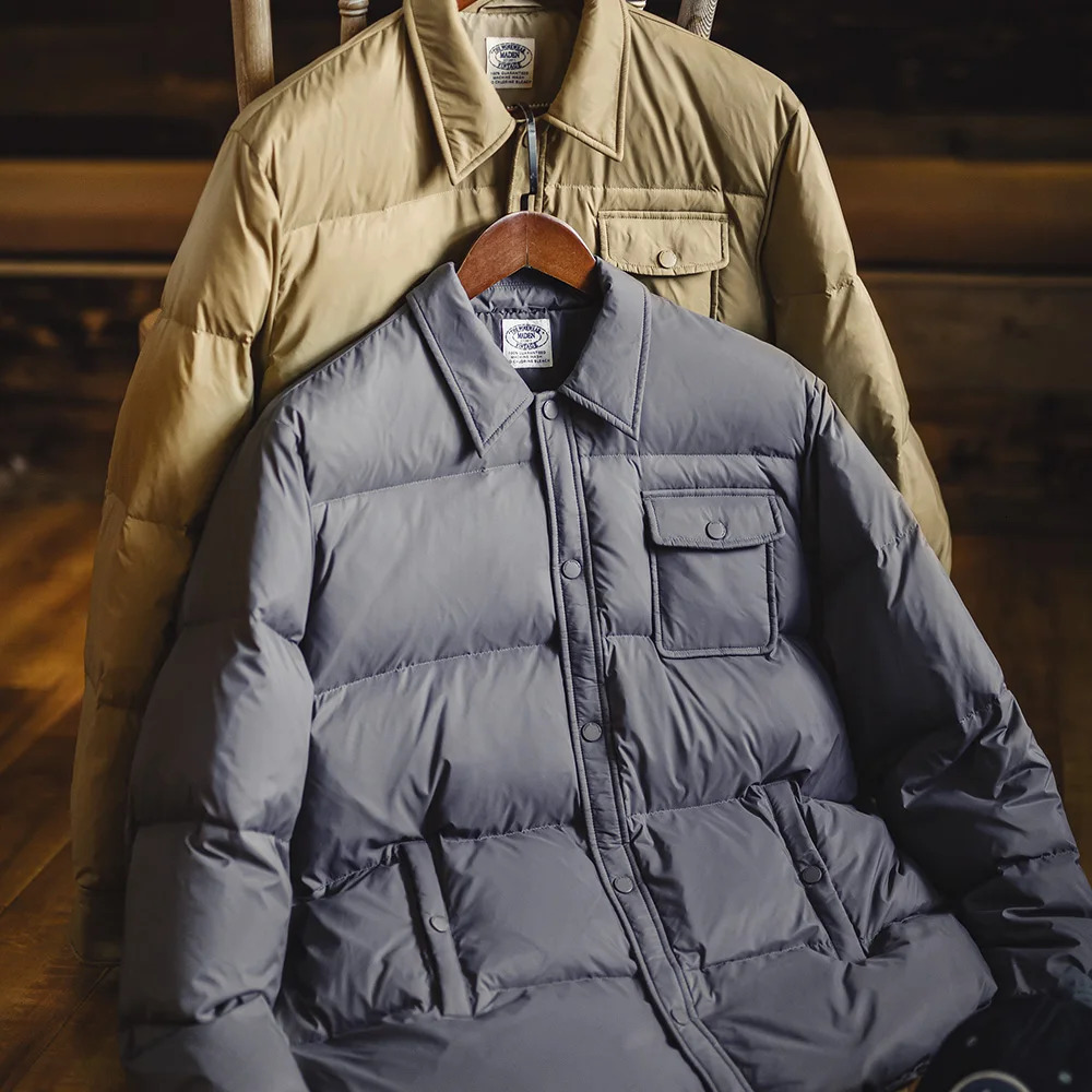 Maden Casual 90 White Duck Down Jacket Lightweight Warm Coldresistant Singlebreasted Lapel Puffer Men Winter Outerwear 250109