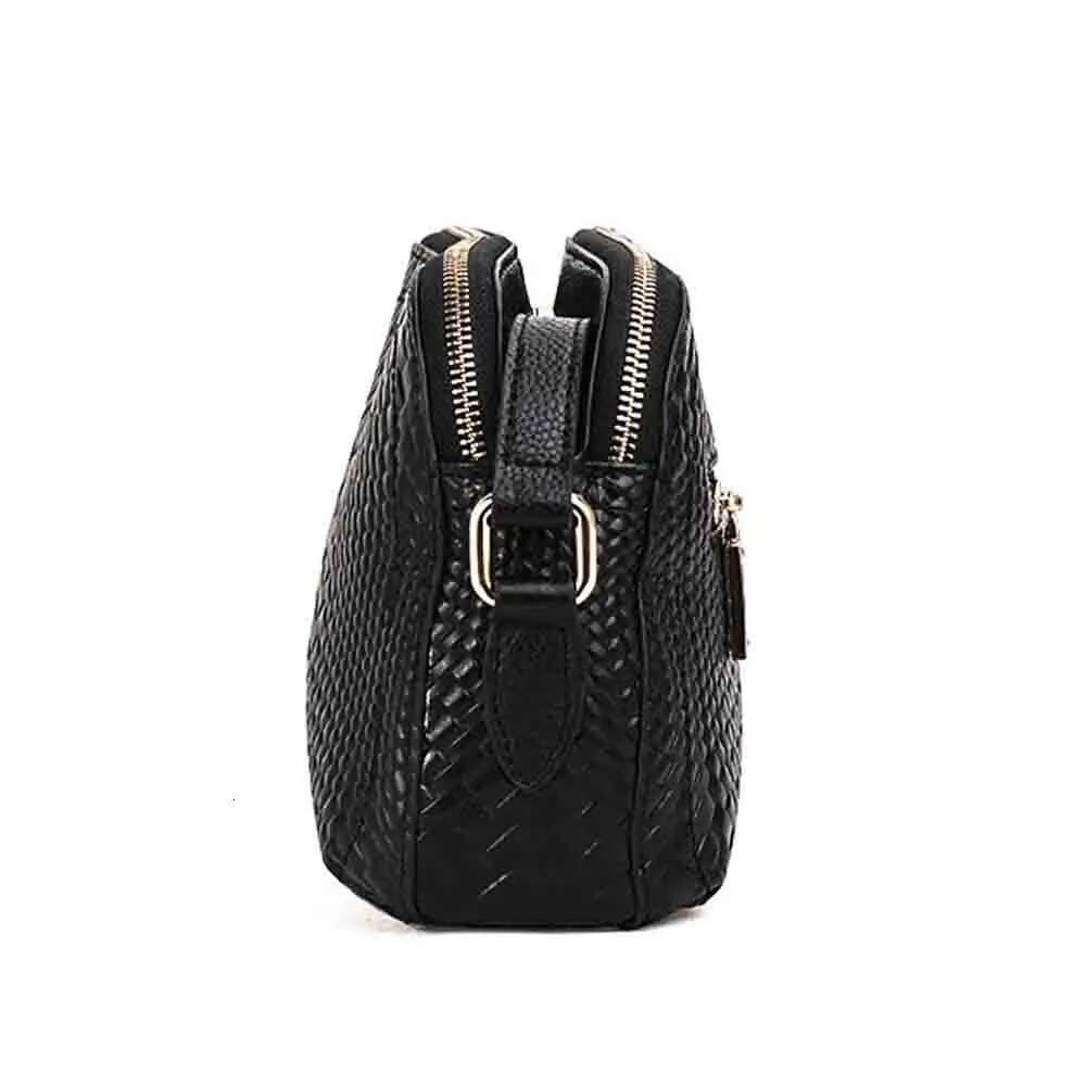 Knited Series Genuine Leather Woman Shoulder Bag Crossbody Cowhide Woven Ladies Daily Purses Black New