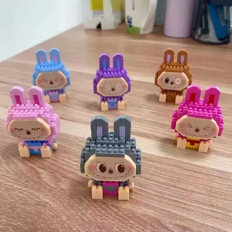 Blind Box 12 pieces Labubu small particle and particle toy childrens puzzle assembly blind box mysterious gift boxT250318