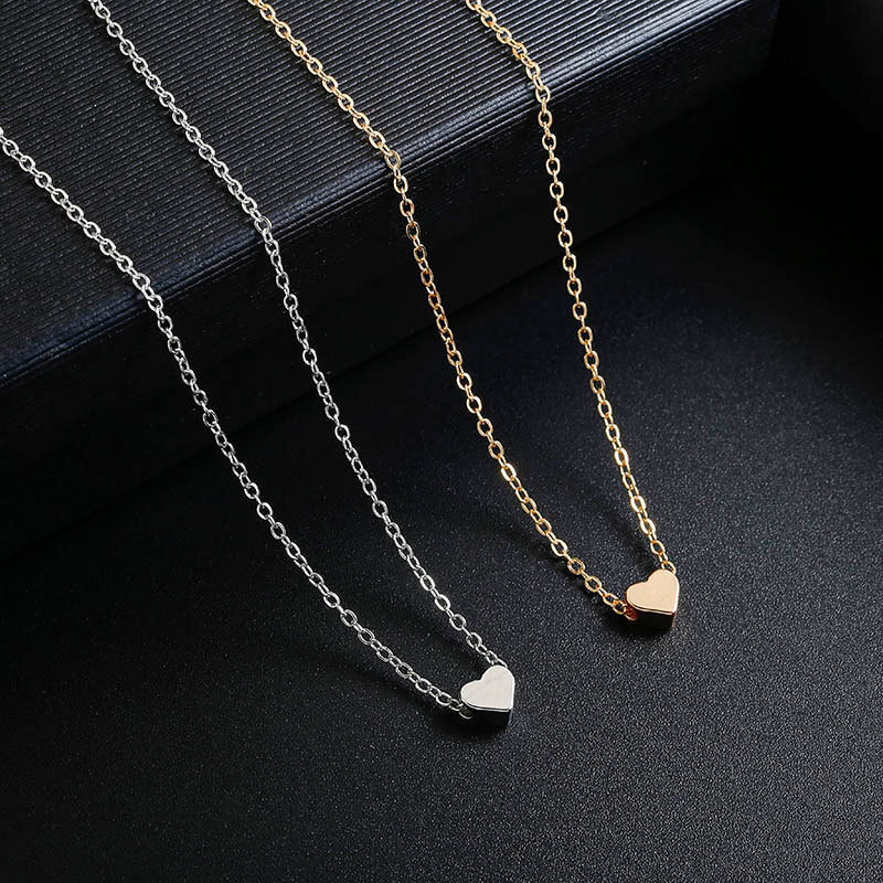 Simple Love Pendant Necklace Female Alloy Peach Heart Choker Temperament Personality Everything Clavicle Chain Jewelry
