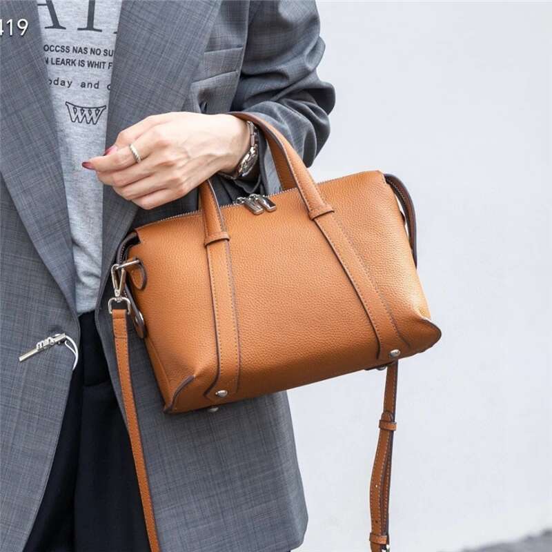 Burminsa Cowhide Genuine Leather Pillow Shoulder Bags For Women 2025 Designer Crossbody Satchel Top Handle Work Handbags