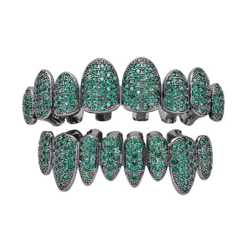 Hip Hop Cubic Zircon Teeth Grills Dental Mouth Punk Tooth Caps Cosplay Rapper Jewelry 250318