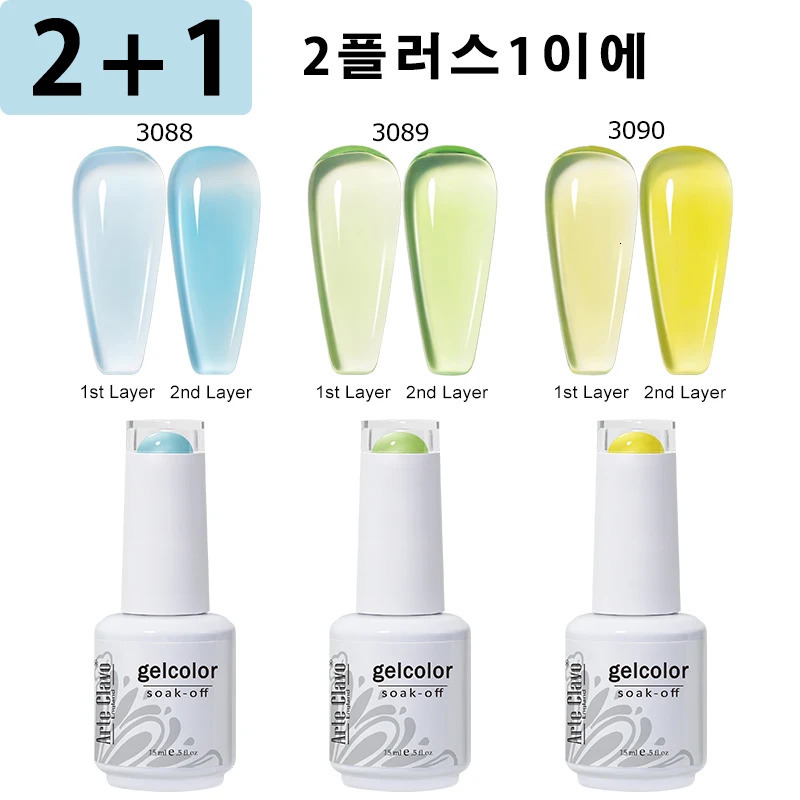 Arte Clavo 3pcs Summer Colorful Jelly Gel Nail Polish Translucent Semi Permanent Varnish UV LED For Nail Art Manicure Gel 250314