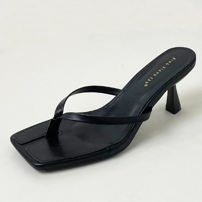 Golden Ladies Thin Heels Pumps Slides Shoes Female Slip On Footwear Fashion Shallow Women Medium Heels Shoes Flip flops 250317