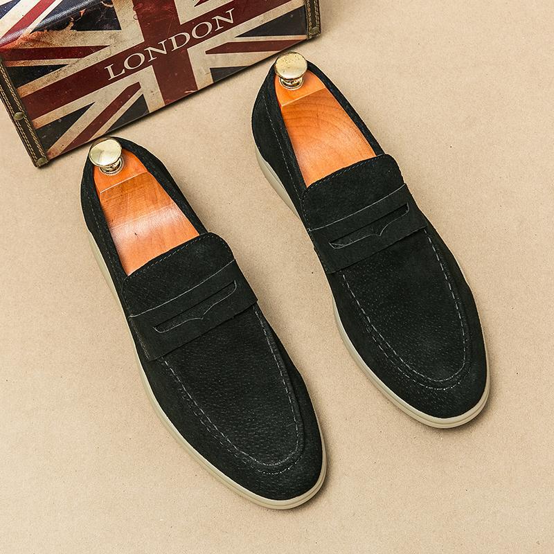 new Men's large-size casual leather shoes fashionable slip-on loafers trendy simple formal business leather shoes