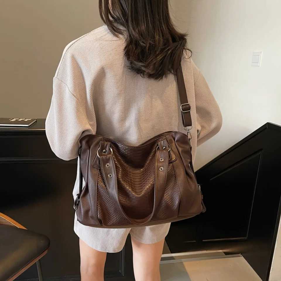 Alligator Large Capaci Black Shoder Bags For Wen Large Shopper Bag Soft Pu Leather Crossbody Handbag Lady Travel Tote Bag Z250318