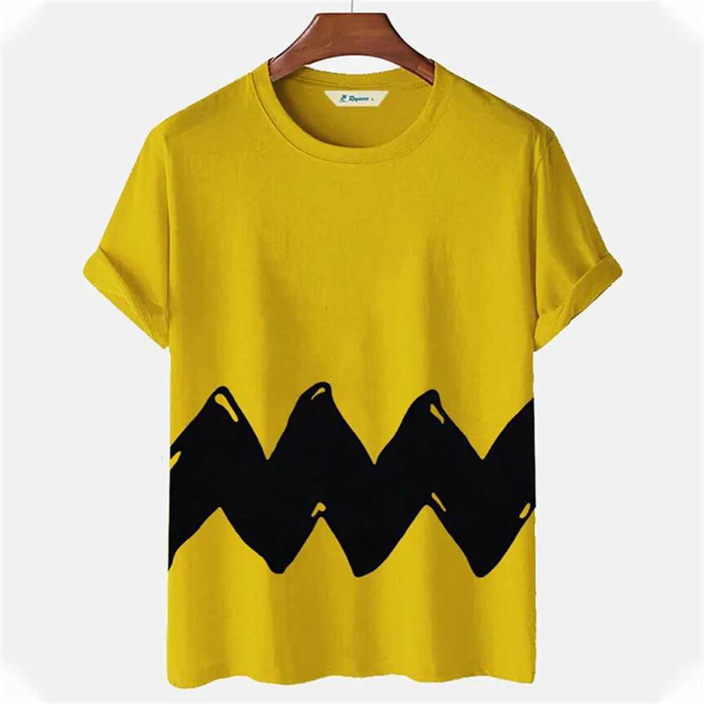 Stripe checkered print summer mens round neck T-shirt casual short sleeved oversized floral fashion street mens clothingT250318