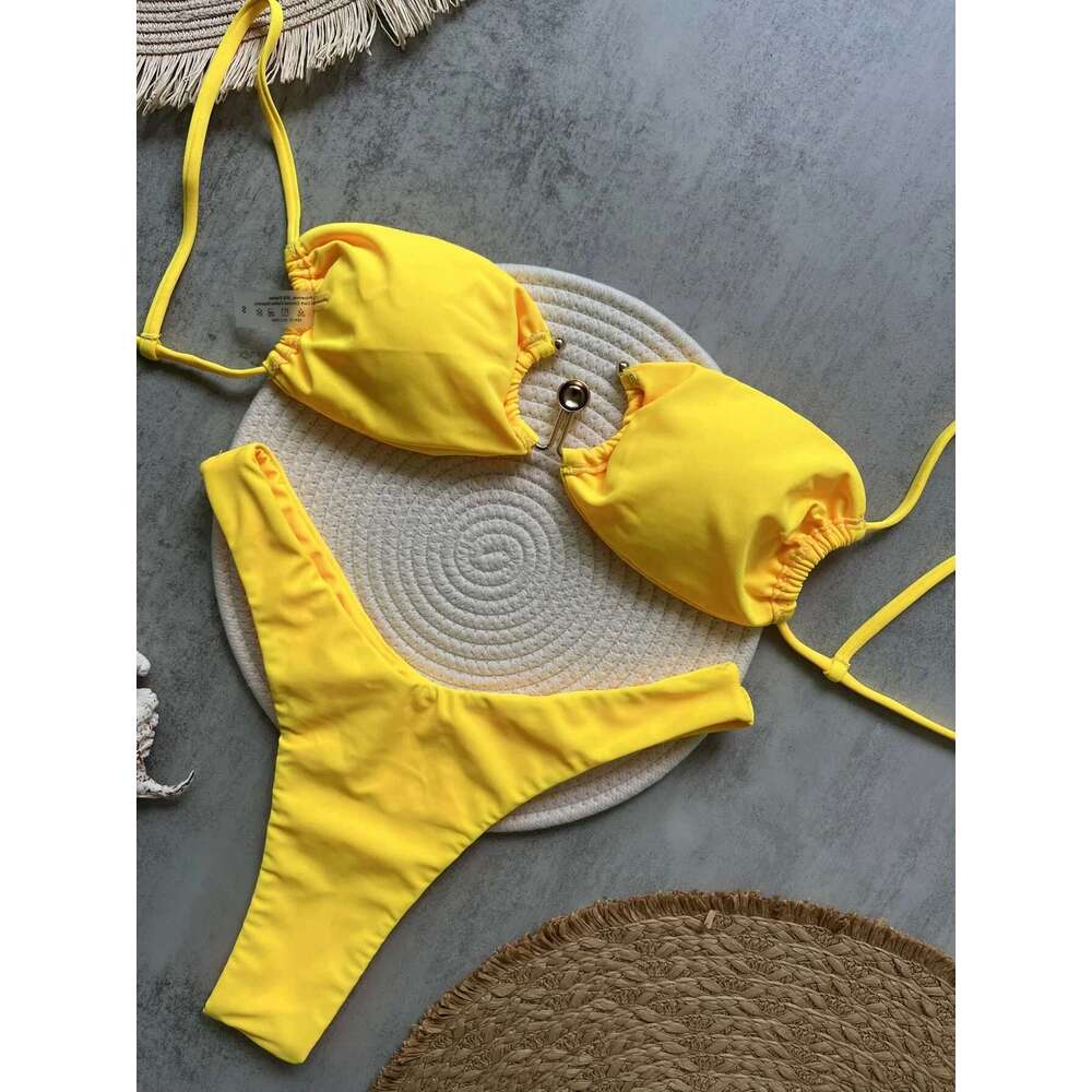 Sexy U-shaped Banner Bikinis Sets Woman Strapless Swimwear Women Gold Swimwear Swimwear Brazilian Bikinis Bikini Bath 2025