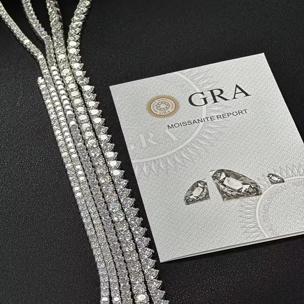 Fine Jewelry Tennis Chain 925 Sterling Silver VVS Moissanites Iced Out Tennis Necklace Moissanite Tennis Chain