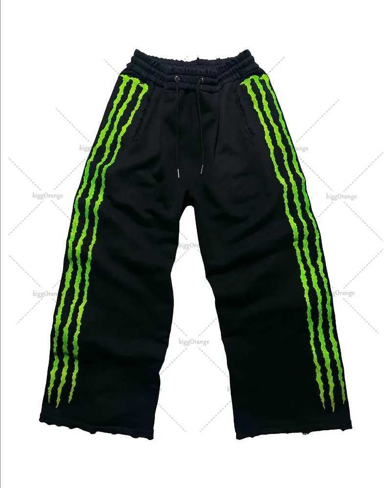 European and American Fashion Clothing Personality Scratches Oversized Sports Pants Street Fashion Brand Wide-leg Pants Men W250318