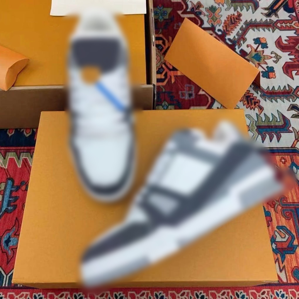 Top quality Skate Trainer Sneakers Women Men Calfskin Multicolor Overlays Flat Trainers White Black Blue Pink Platform Skateboard Mens Shoes 3.09 14