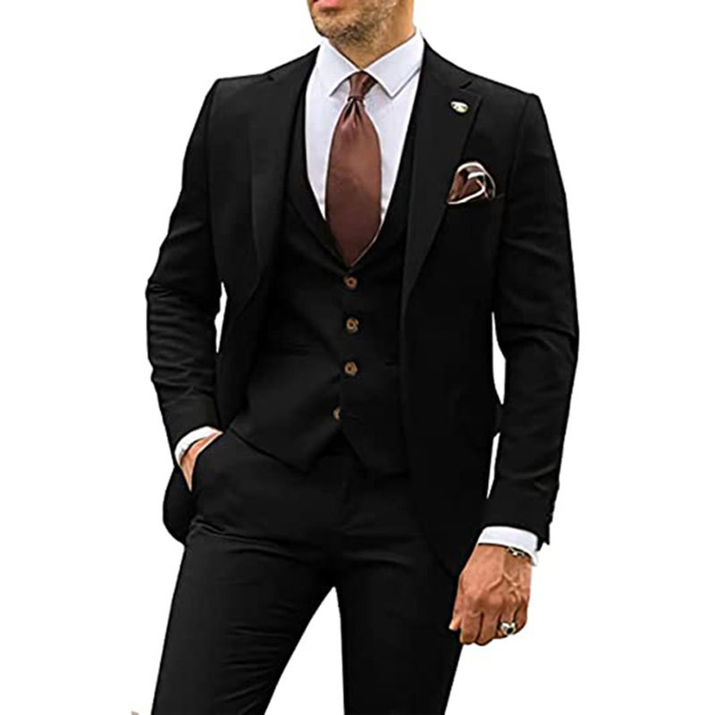 Men's Suits Brown Slim Fit Men Wear Formal Costume Homme Wedding Tuxedos 3 Pieces Blazers Masculino Jacket Pants Vest