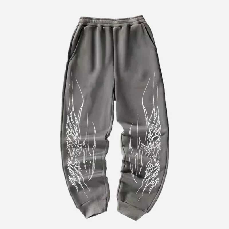 Mens casual pants cotton sports pants Gothic line printed mens running pants fitness gym Trouser fashionable sports pants streetwear W250318