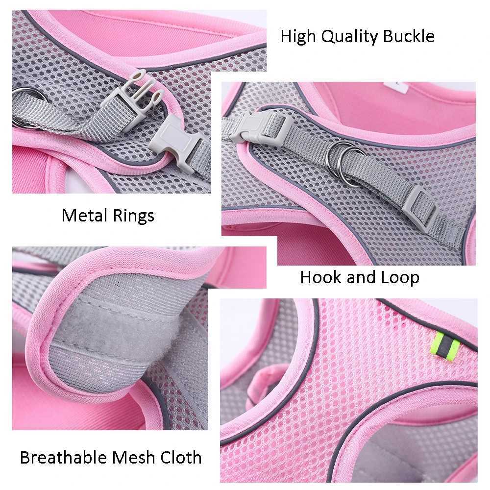 Leak proof cat harness and belt set adjustable mesh dog harness vest small dog pet walking LED belt small dog cat XXST250318