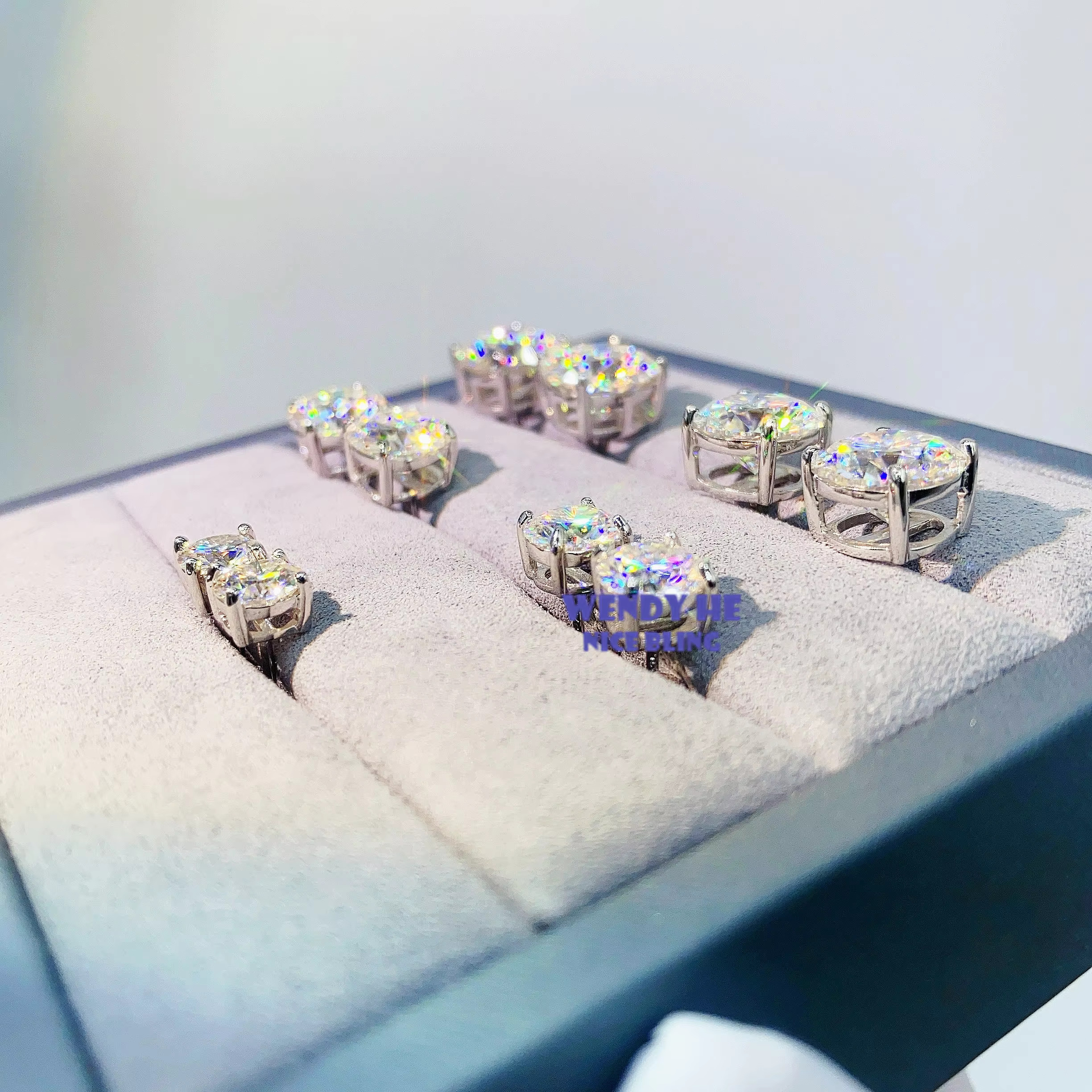 Luxury Diamond VVS Moissanite Round Stud Earrings S925 10K 14K 18K Solid Gold Stud Earrings Women Men Moissanite Earrings