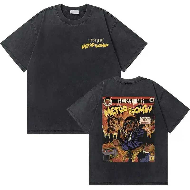 Future Metro Boomin we dont believe in your graphic T-shirt mens hip-hop retro washed out casual O-neck oversized T-shirtT250318