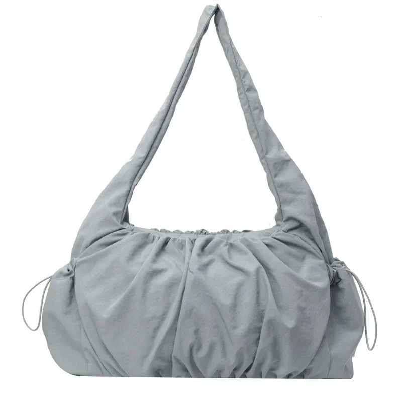 Spring Solid Color Casual Large Capacity Shoulder Bag Lightweight Pleated Bag Womens Soft and Elegant Versatile Commuting Bag R250318