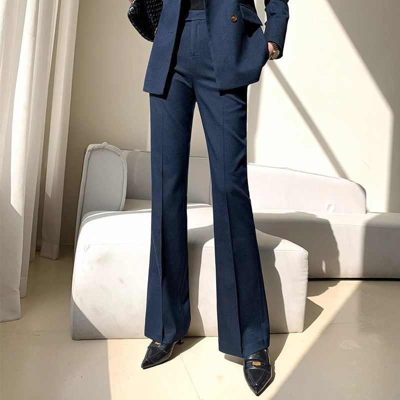 H315Stylish Women's Suiting Ensemble - Premium Jacket and Wide-Leg Trousers for Fall Season