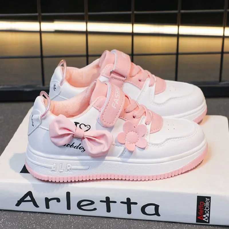 Youth outdoor sports shoes cute bow sports shoes for students comfortable and soft running shoes casual tennis shoes W250318