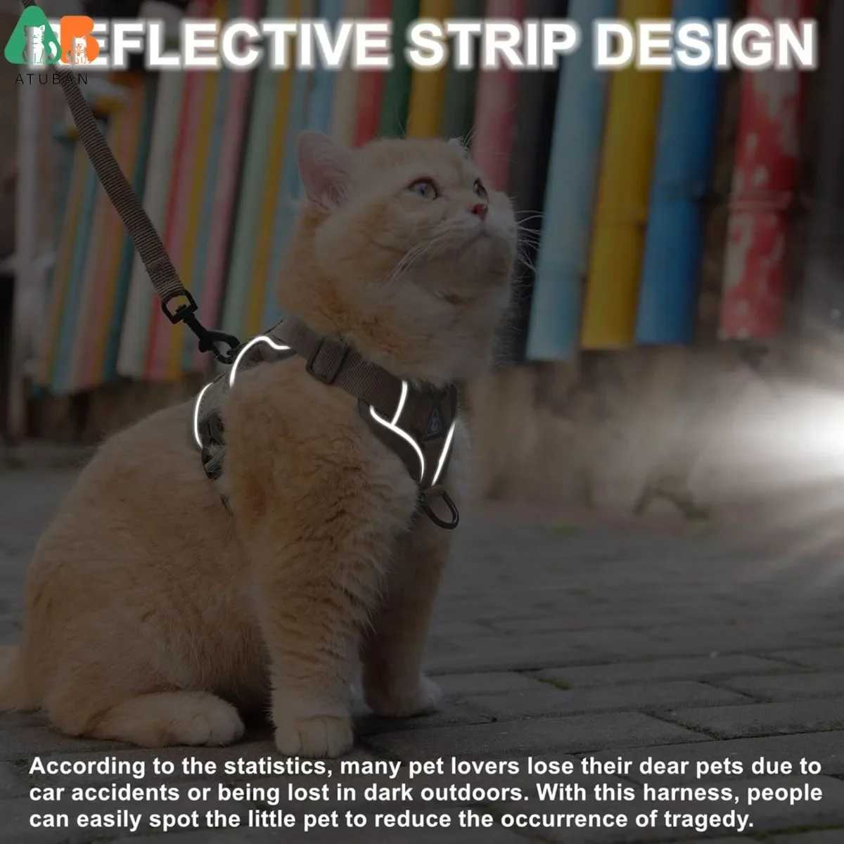 Cat harness and belt set suitable for small to large cats adjustable cat vest reflective accessories universal cat harness and beltT250318