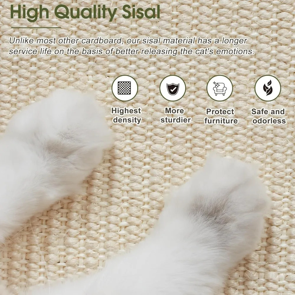 Large Cat Scratcher Natural Sisal Cat Scratch Pad4 in 1 Cat Scratching Post with Turntable Toy Spring Ball for Indoor Cats
