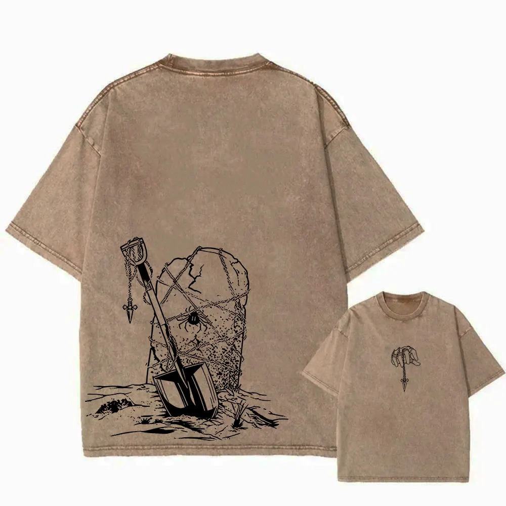 Anime Hunter X Hunter Wash T-shirt Mens Street Clothing Retro Summer 100% Cotton Loose T-shirt Harajuku Extra Large T-shirt 250317