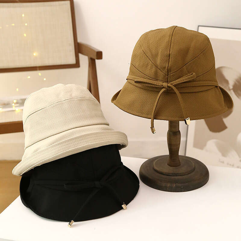 Hat children's Korean version lace up fisherman spring and summer temperament, rolled edge dome sunshade basin hat, looks small on the face
