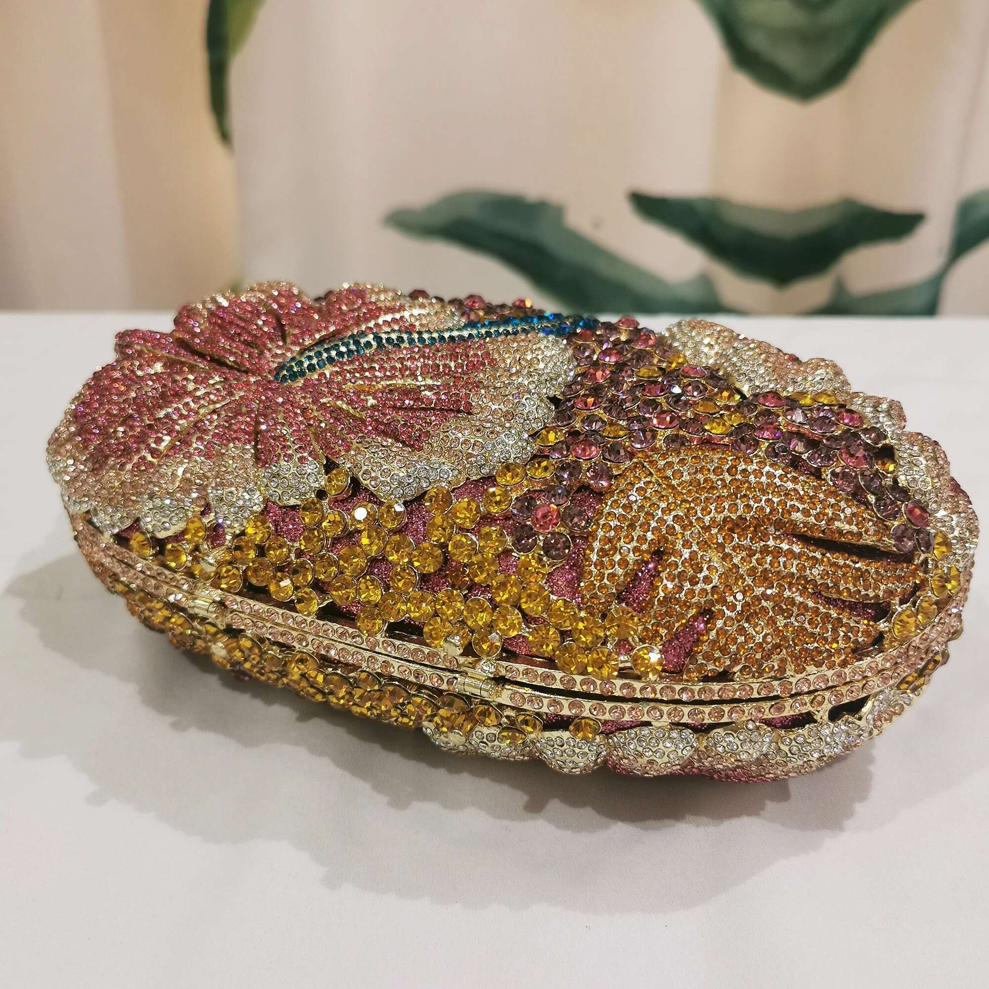 Blue/Yellow/White Multicolored Dia Crystal Clutch Rhie Women Clutches High Quality Phone Wallet Best Party Purse Bag