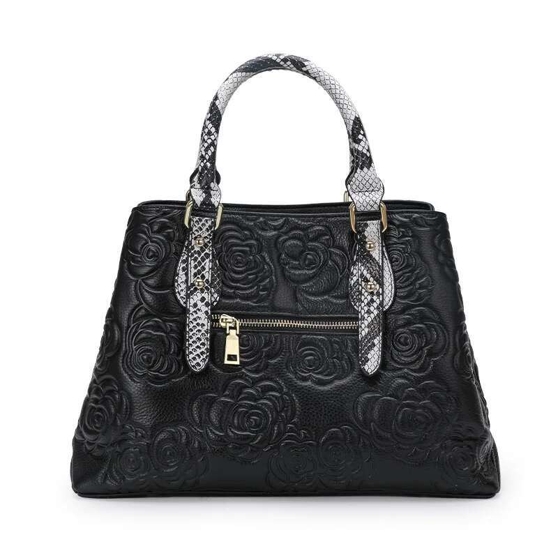 2025 New Designer Bag Women's Genuine Leather Light Luxury Handbag Large Capacity Black With Serpentine Pattern Design Wallet