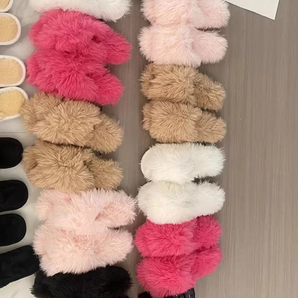 Womens Indoor Slippers Autumn and Winter Plush Home Lazy Slippers Anti slip Durable Fashion Warm Sandals Slippers 250318