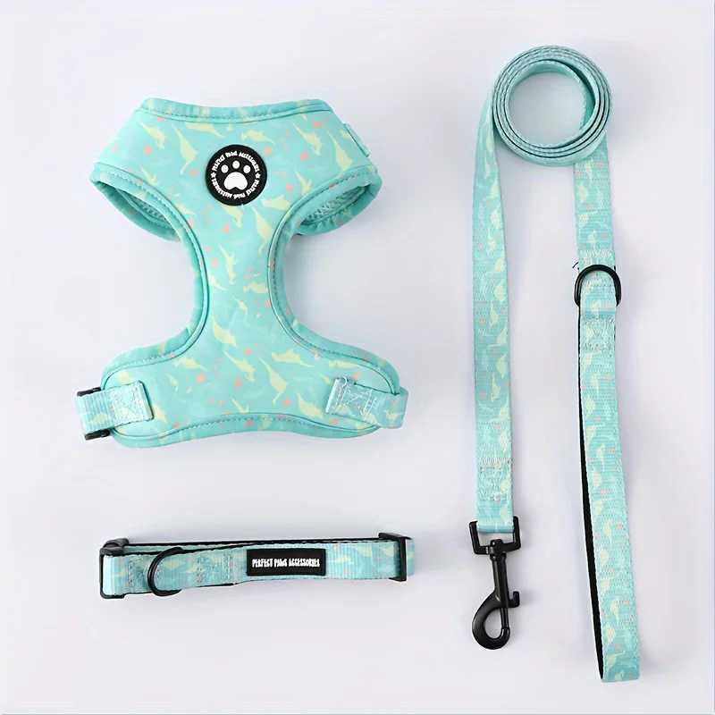 Breathable Adjustable Knit Fabric Dog Harness and Leash Set-All-Season Chest Vest with Press Buckle-for SmallMediumLarge BreedT250318
