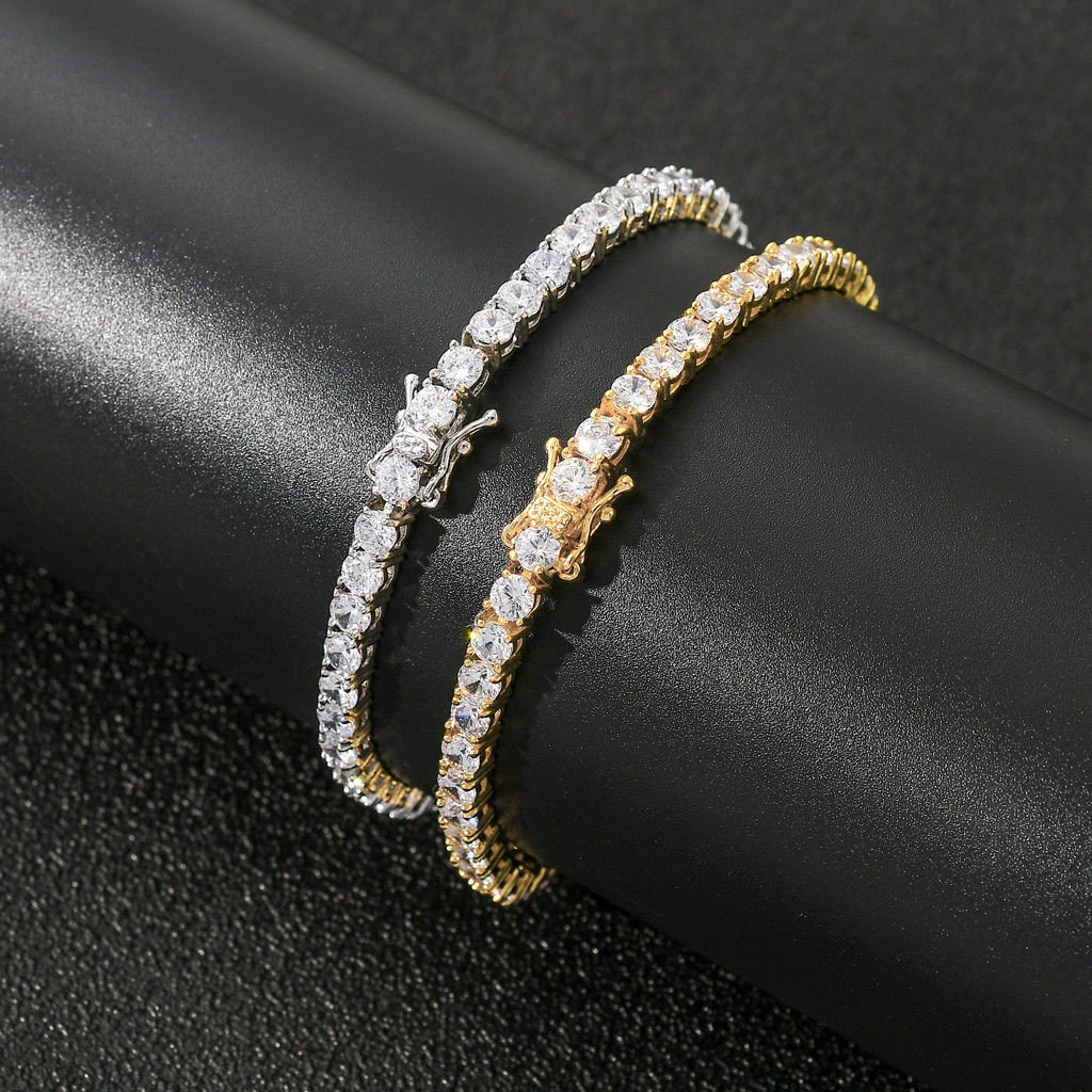 Siert Real White 5mm Moissanite Tennis Pendant Necklace with Gold Chain