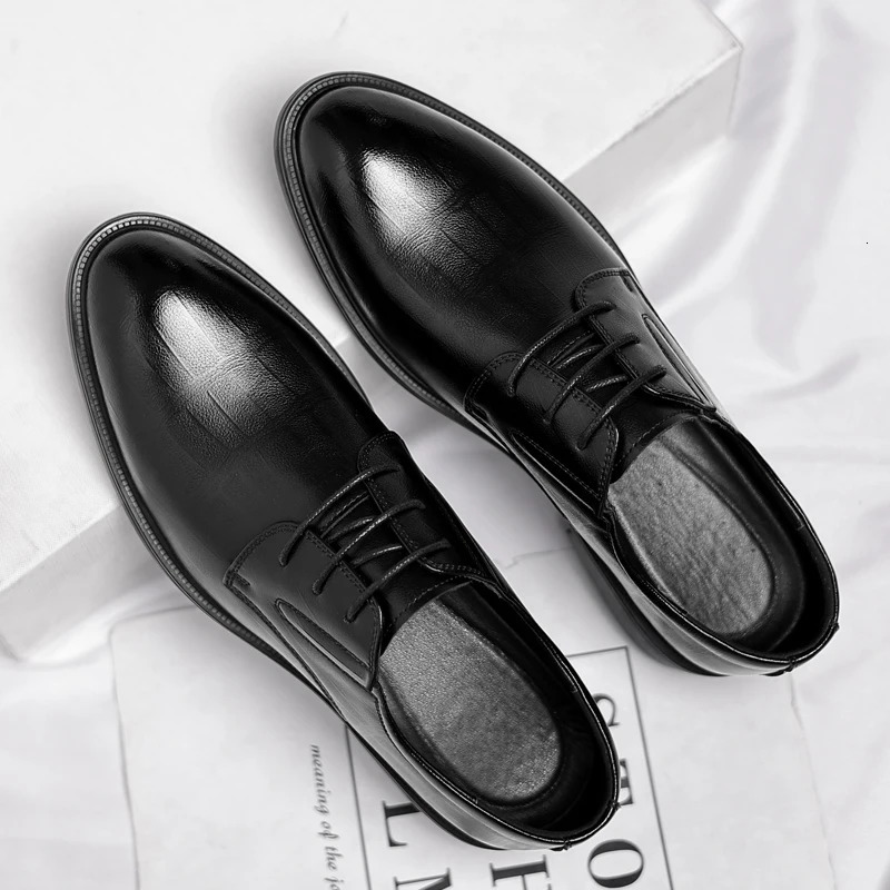 368 CM Elevator Shoes Men Dress Shoes Black Soft Leather Men Heighten Formal Shoes Casual Business Men Oxfords Suit Shoes 250314