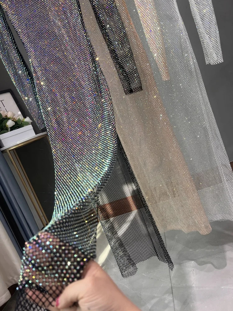 Club Apparel Sexy Rhinestone Dresses Long Sleeve Extra Diamond Dress 250318