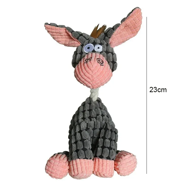 Fun Pet Toy Donkey Shape Corduroy Chew Toy For Dogs Puppy Squeaker Squeaky Plush Bone Molar Dog Toy Pet Training Dog