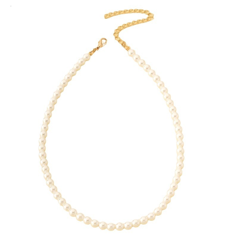 6/8mm Imitation Pearl Necklace Women's Highlighter ABS Artificial Pearl Choker Collarbone Chain Jewelry